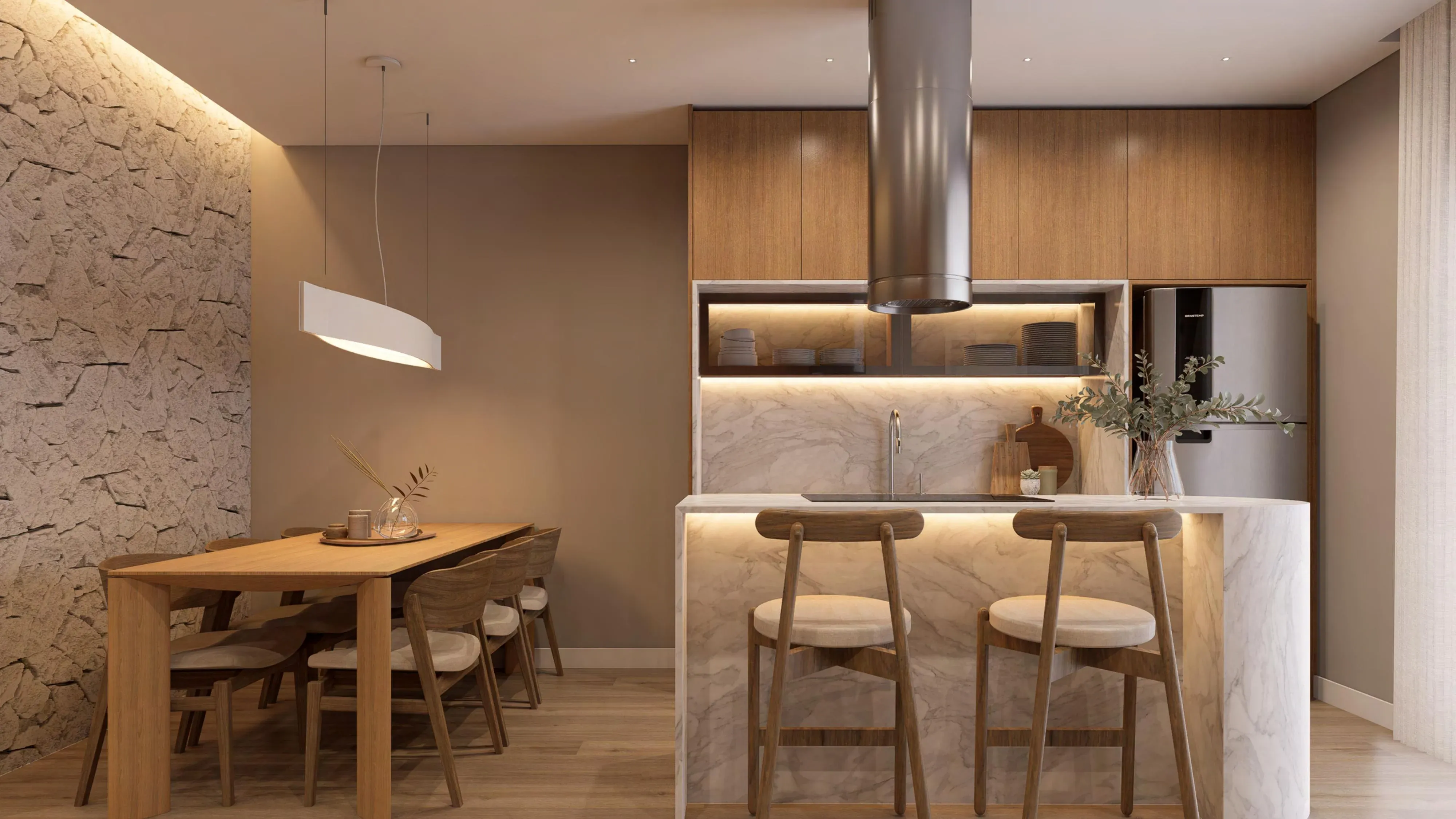 Ondara Penthouse — gourmet kitchen with island