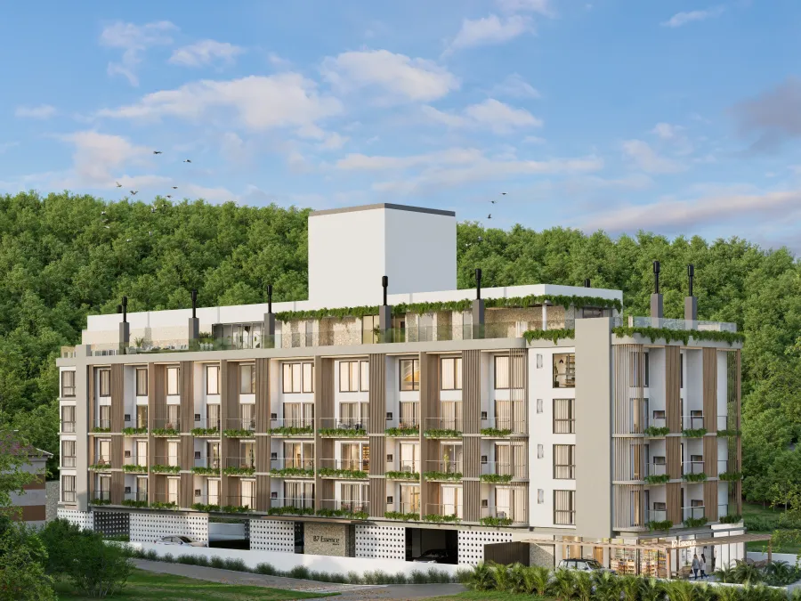 B7 Essence Brava — Left side facade with forest