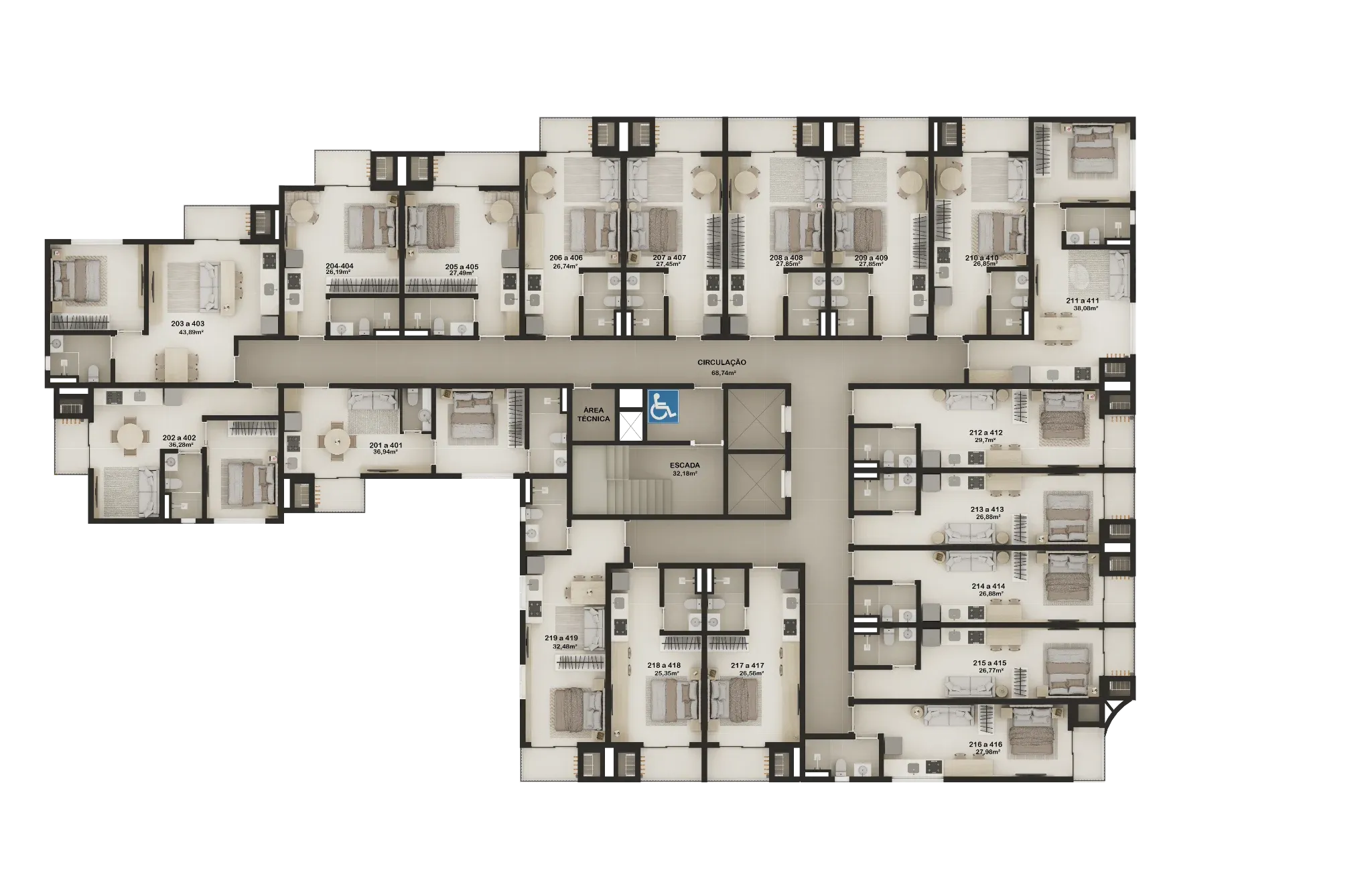 Planta tipo do B7 Connection Campeche