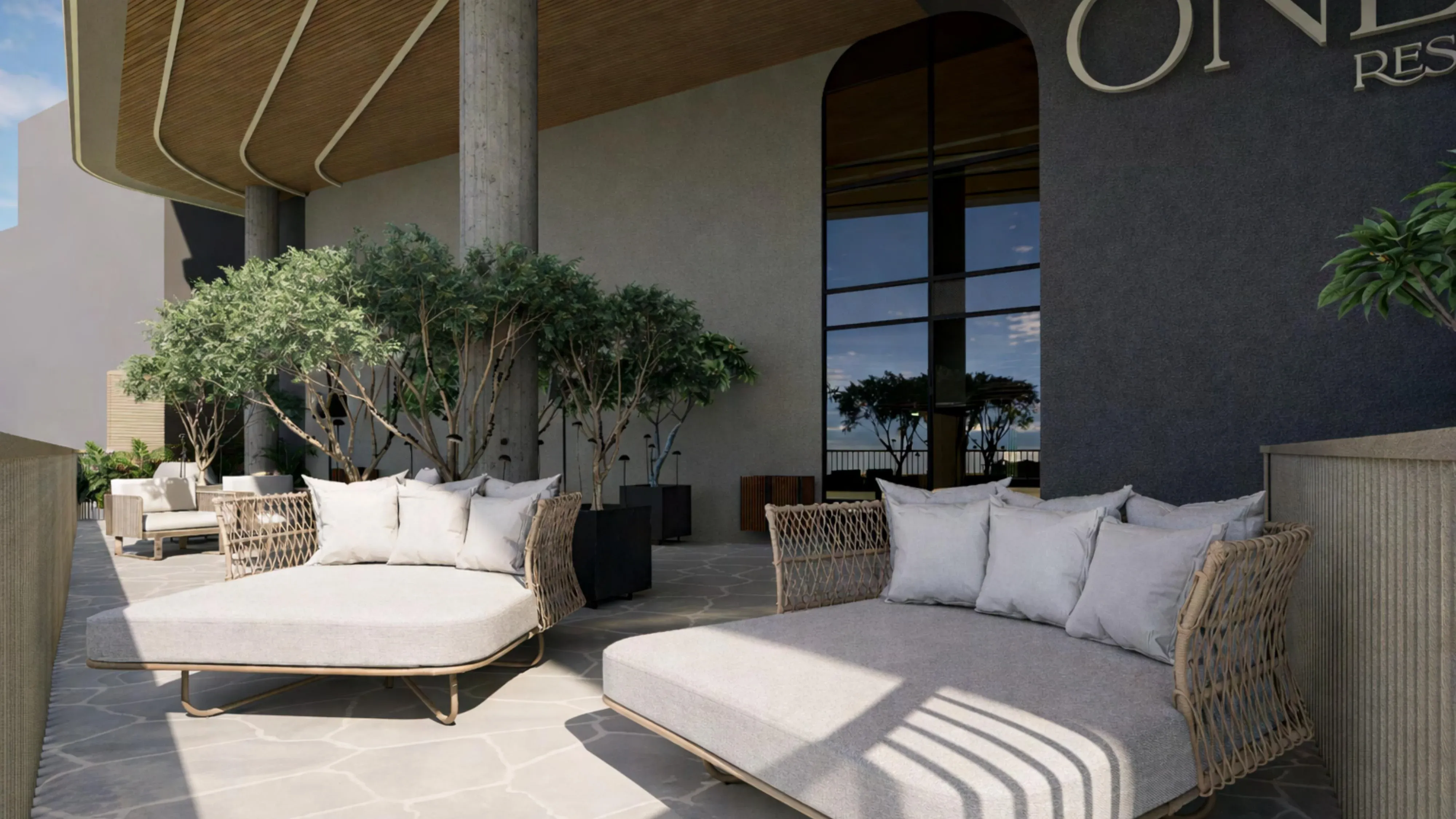 Outdoor lounge at Ondara Canajurê