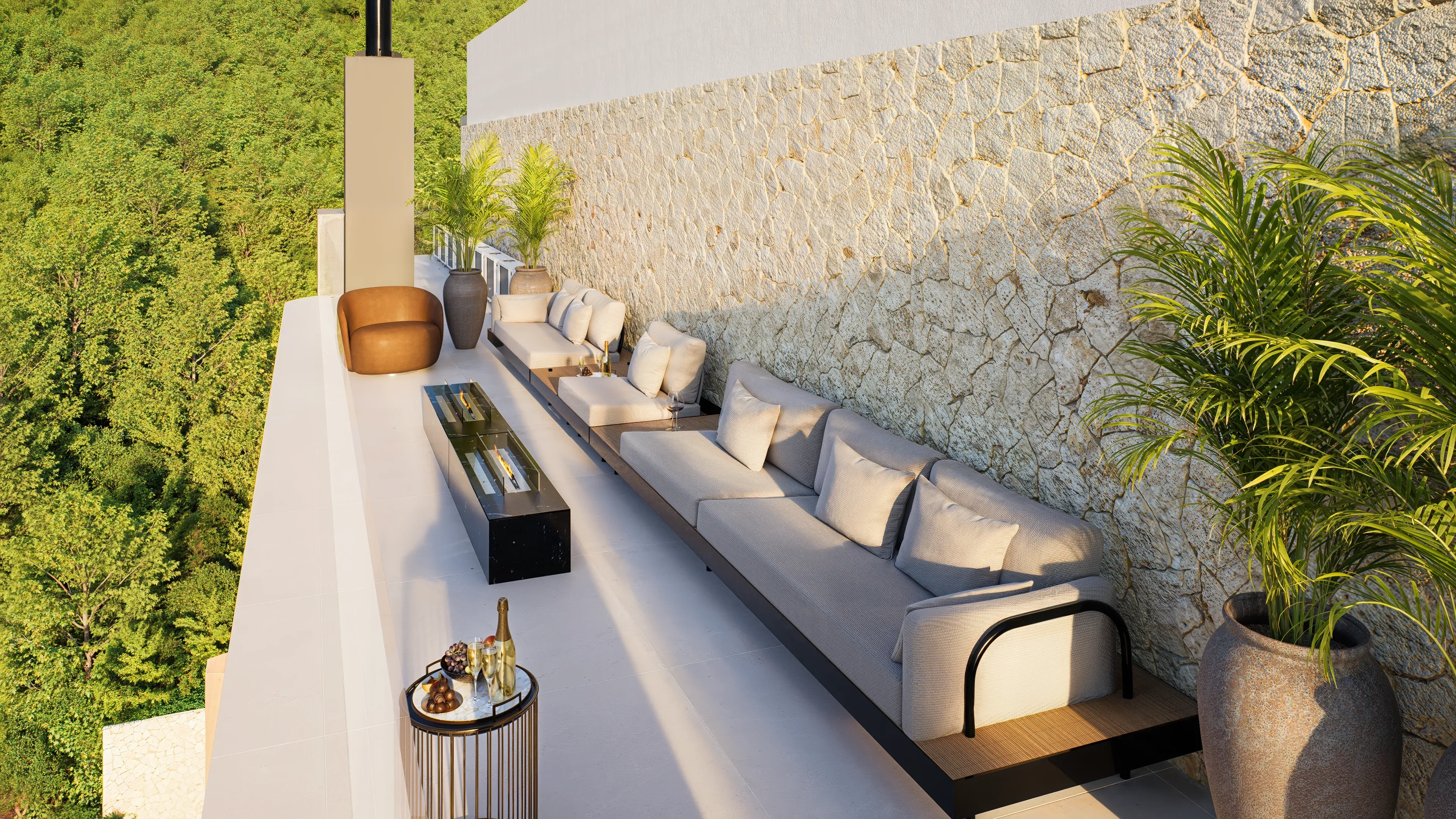 Lounge and fireplace