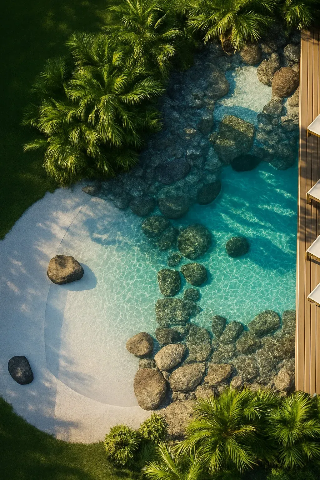 Pileta principal 141m² con playita de arena