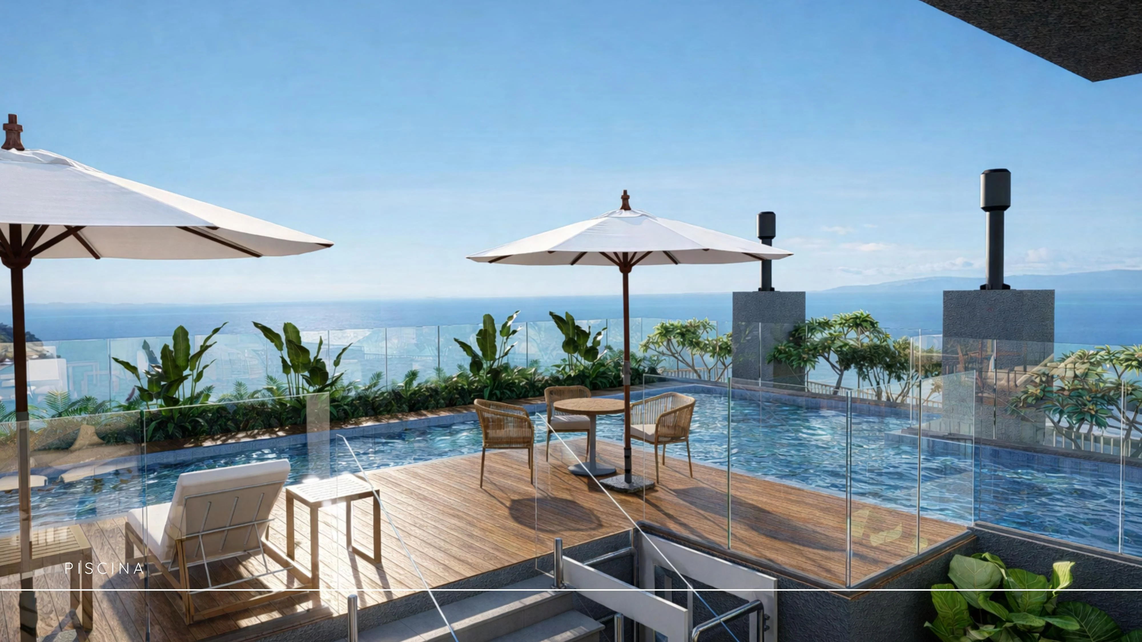 Ondara Residence — Piscina infinity rooftop com vista para o mar de Canajurê