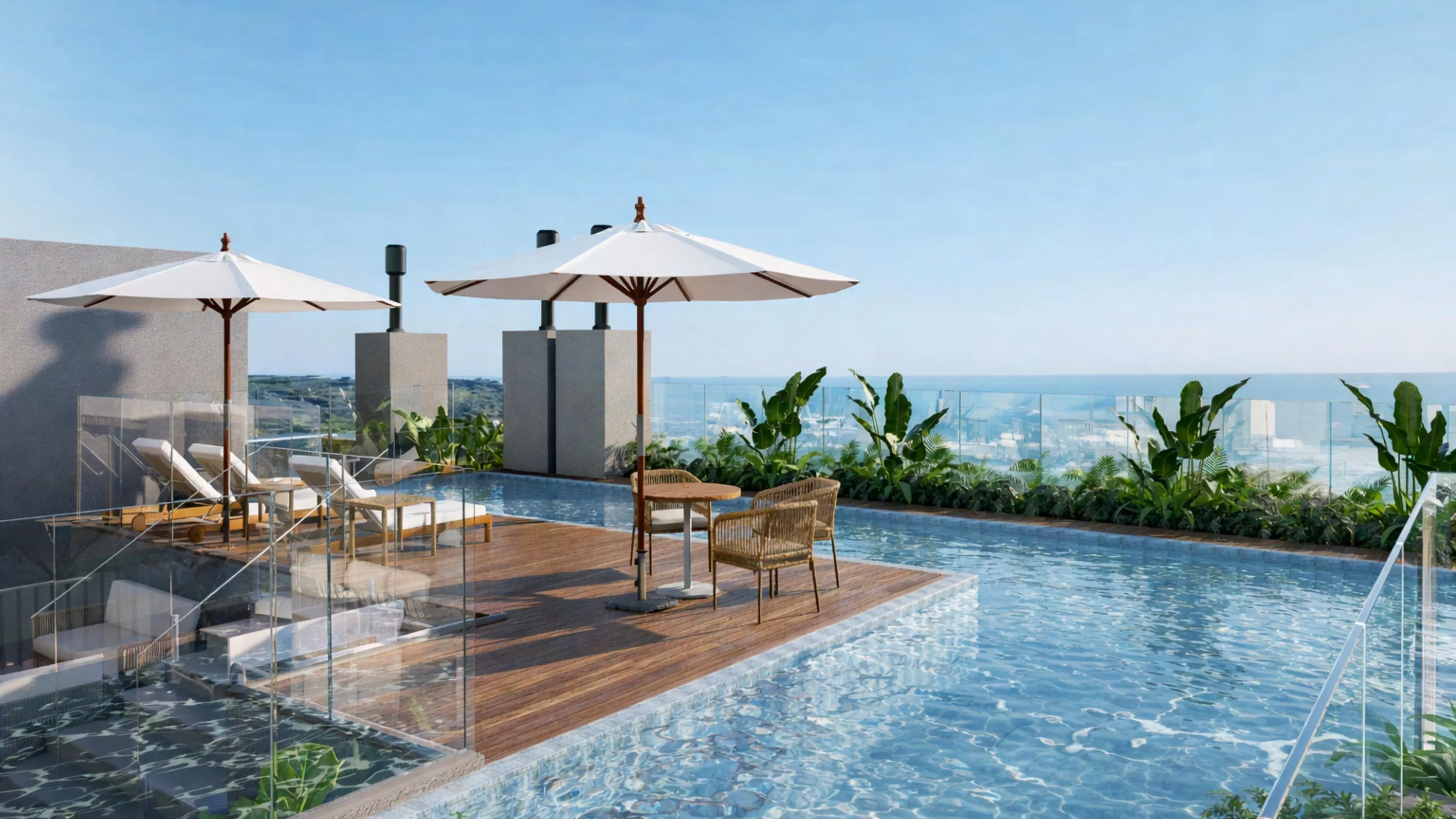 Rooftop pool at Ondara Canajurê