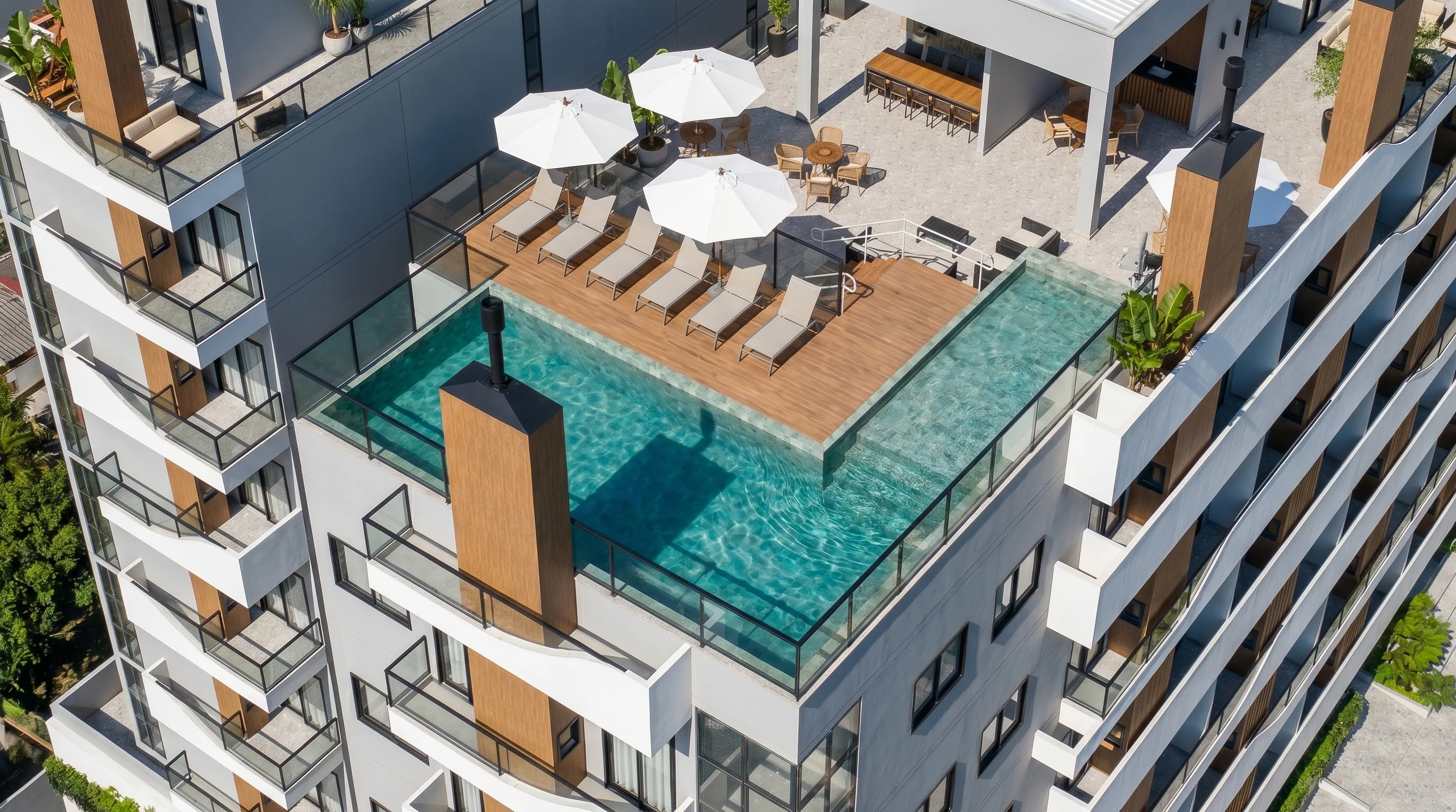 Vista aérea del rooftop de Ícone Residence