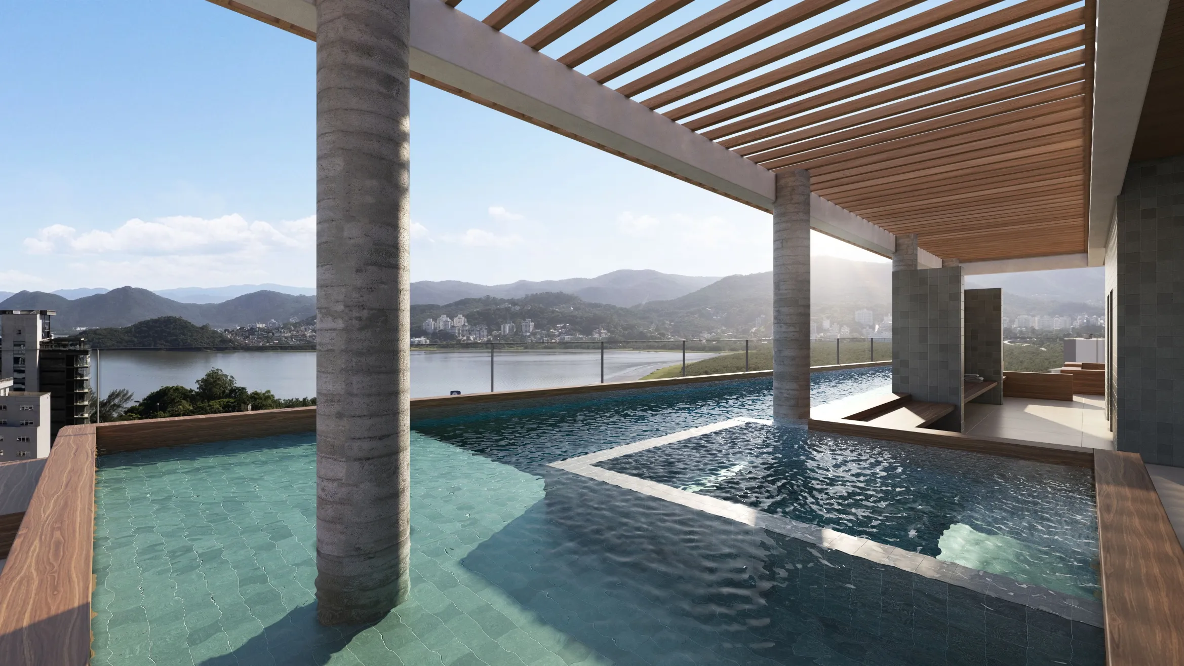 Spa e piscina externa do OPUS + Housi com vista para a Beira-Mar Norte